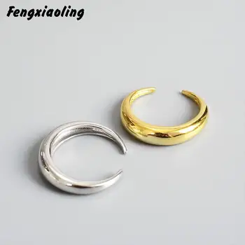 

Fengxiaoling Geometric Arcs Rings For Women 925 Sterling Silver Smooth Crescent Open Silver Ring Simple Fashion Jewelry 2019