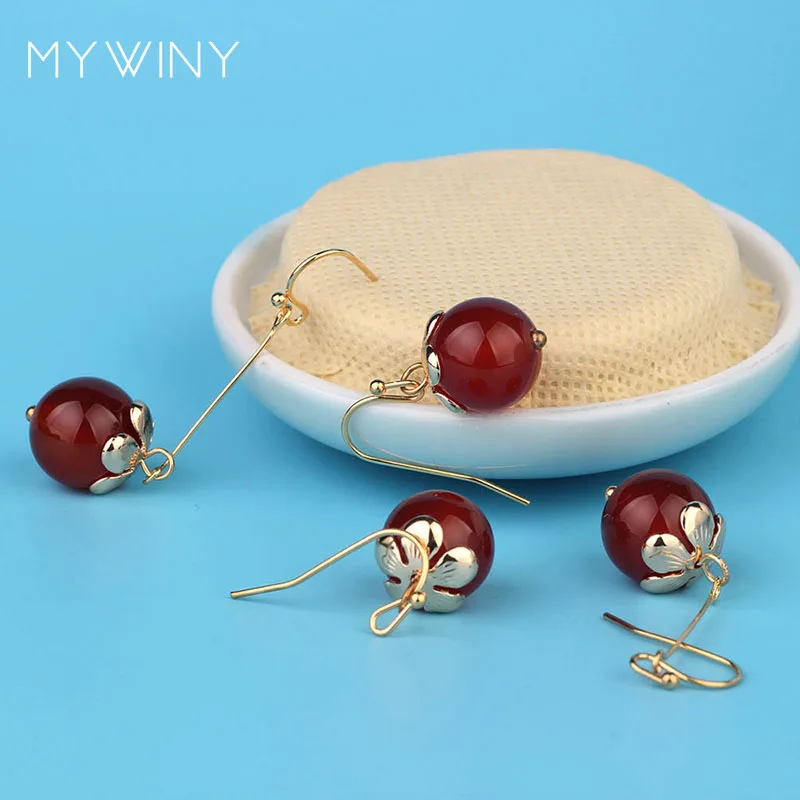 2 цвета MYWINY новые модные ювелирные изделия Красные натуральные камни длинные