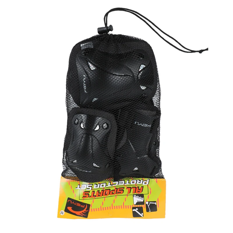 6pcs Child Skating Protector Elbow Knee Pads Hand Guard Black Skateboard Protective Gear Set for Kids Children Roller Cycling 6pcs Child Skating Protector Elbow Knee Pads Hand Guard Black Skateboard Protective Gear Set for Kids Children Roller Cycling