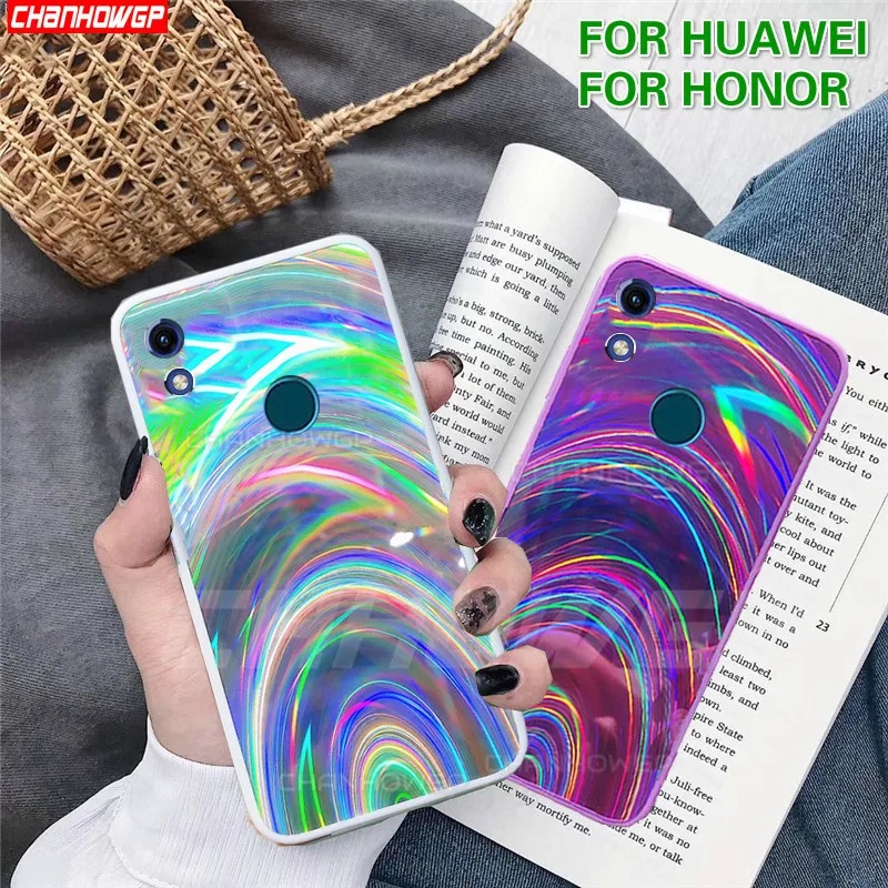 For Huawei Honor 8A Prime Case Glitter 3D Rainbow Mirror Soft Phone Cases On for JAT-LX1 8 A Bling Back Cover | Мобильные телефоны
