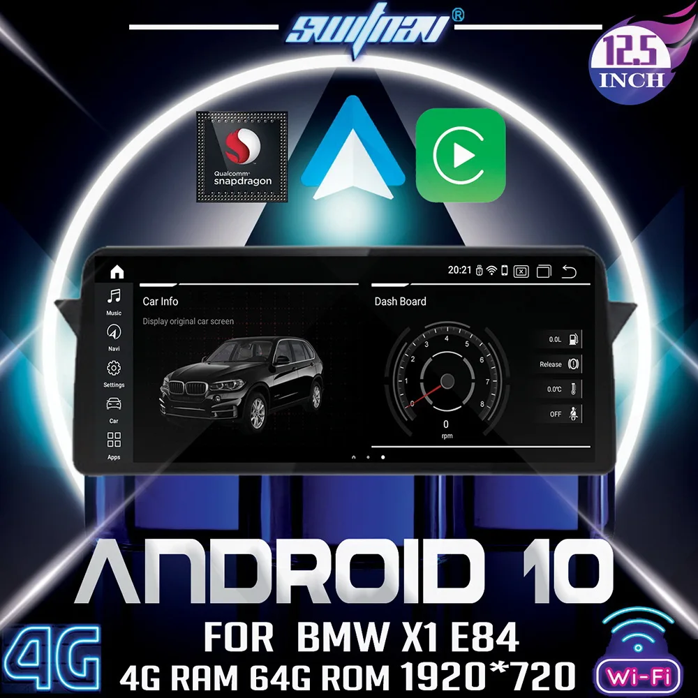 Автомобильный DVD-плеер Qualcomm 12 5 дюйма Android 10 для BMW X1 E84 (2009-2015) с системой CIC или iDrive