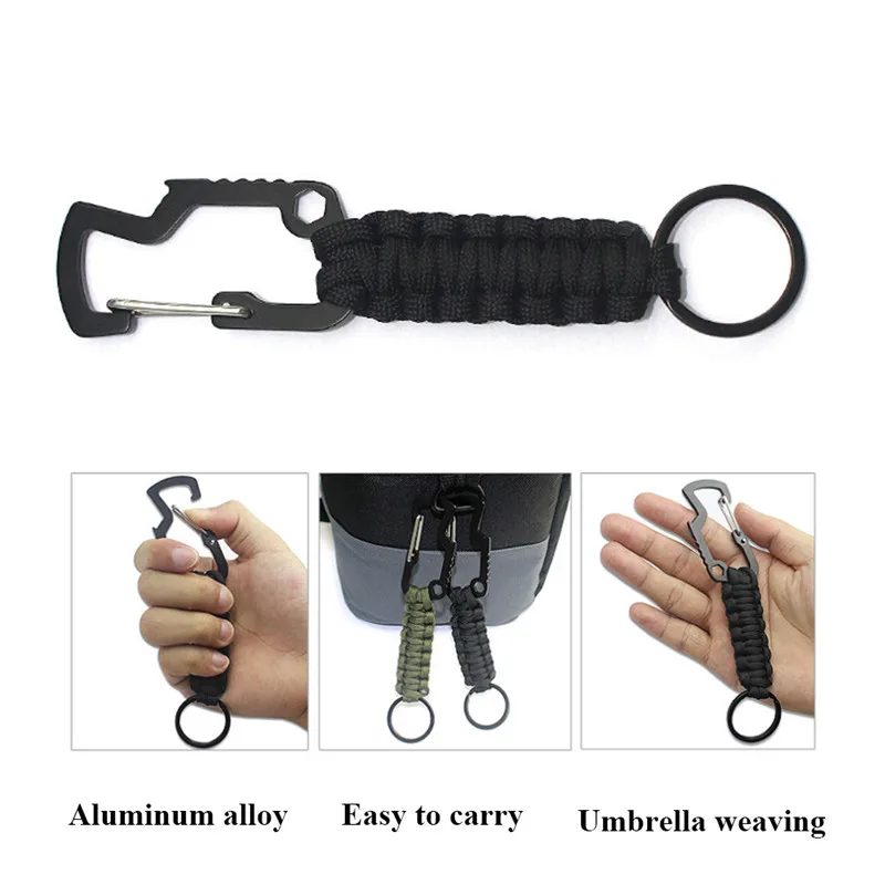 

1pc EDC Climb Keychain Tactical Outdoor Survival Parachute Cord High Quality Tool Carabiner Hook