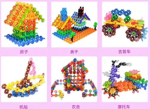 1000 шт снежинки 2-10 лет детские строительные блоки 3D Развивающие игрушки воображение мышление забавное Сделай Сам Снежинка