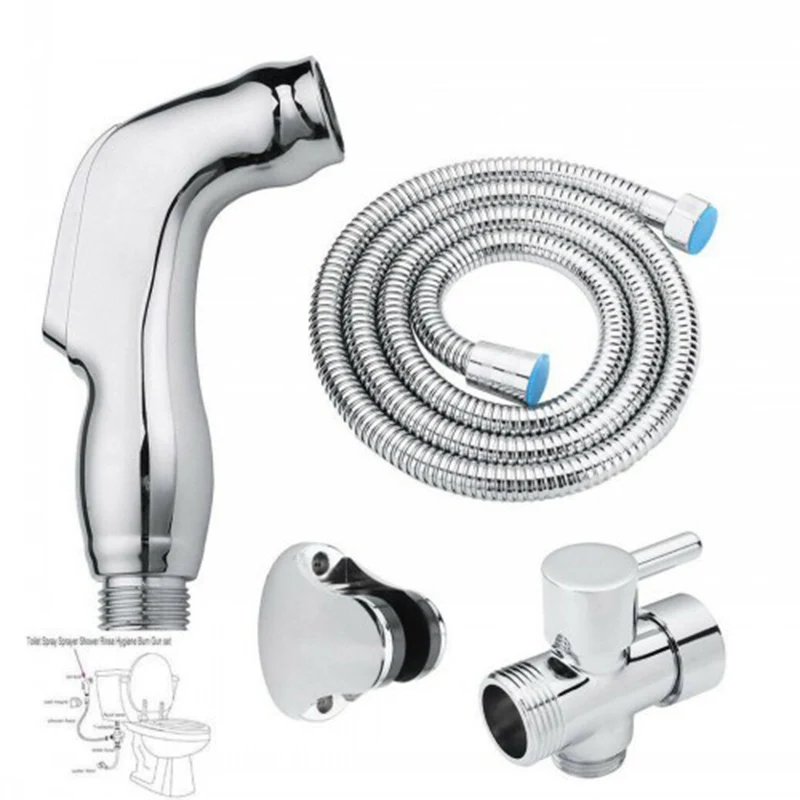 

Handheld Toilet Shattaf Adapter Spray Bidet Shower Head 1.5M Hose Set Stainless For Bathroom And Toilet Cleaning