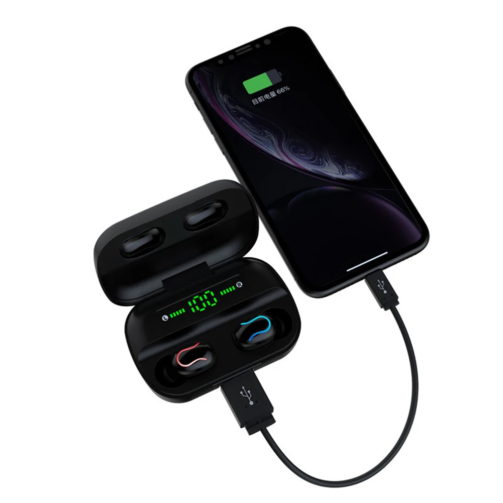 TWS Bluetooth стерео музыкальные Беспроводные наушники с шумоподавлением, наушник с цифровым дисплеем, зарядная коробка Q82 горячая распродажа