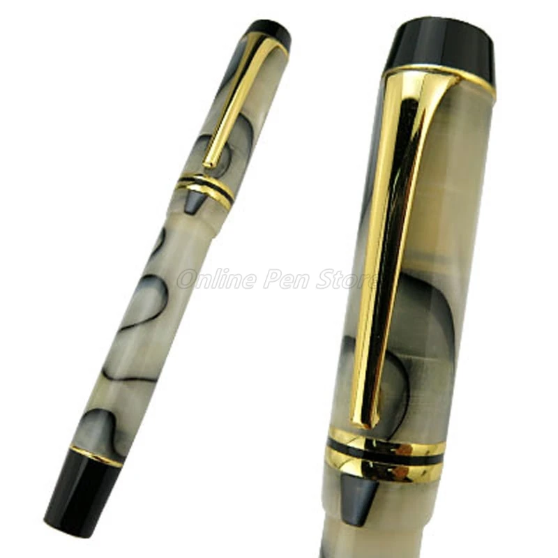 Kaigelu 316 Celluloid Marble Barrel 22KGP Medium Broad Nib Fountain Pen Professional Stationery Writing Pen Gift Accessory jinhao 1000 metal pearl white barrel dragon clip fountain pen 0 5mm medium nib professional office stationery writing accessory