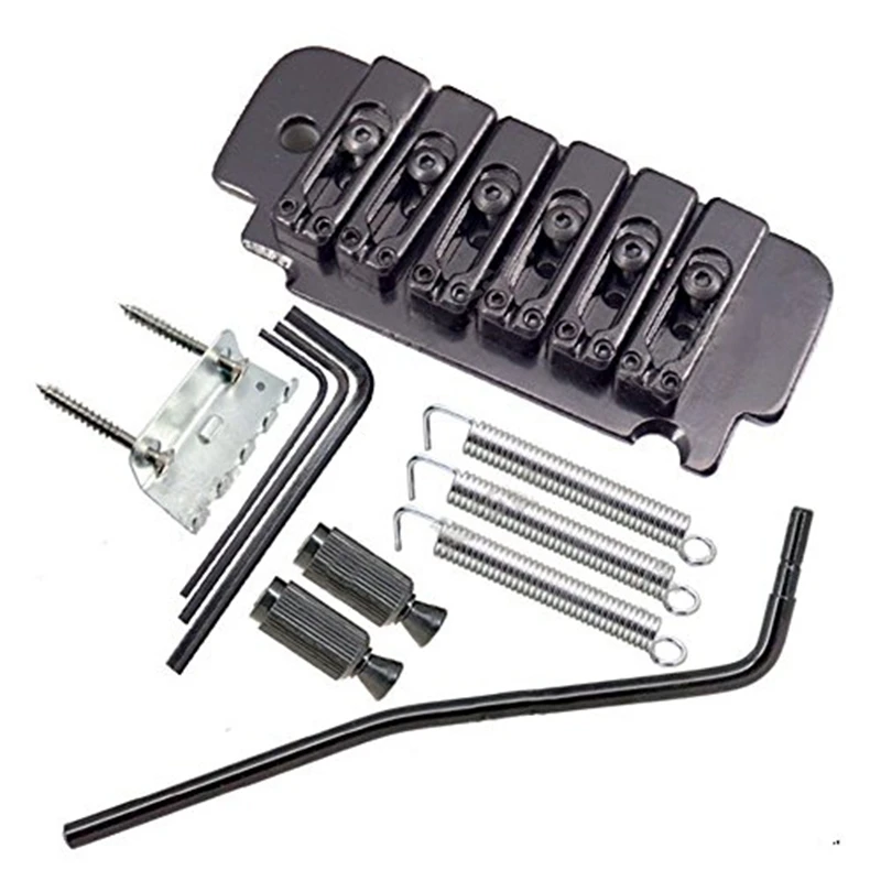 

6-String Saddle Tremolo Bridge for Electric Guitar Heavy Duty Thick Base (Black)