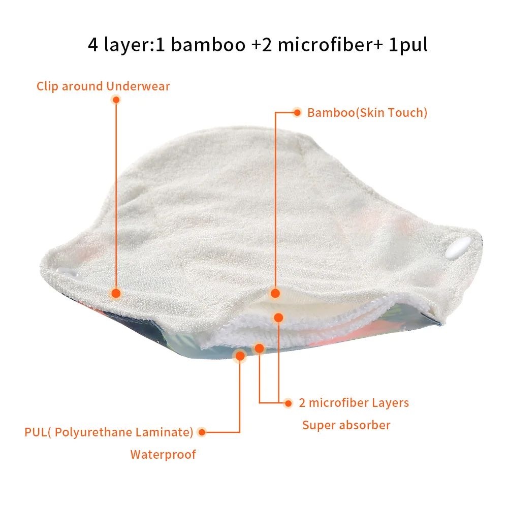 [simfamily]10PCS bamboo fiber Sanitary Pads Regular Flow pads Reusable Health higiene feminina Menstrual Cloth Pads