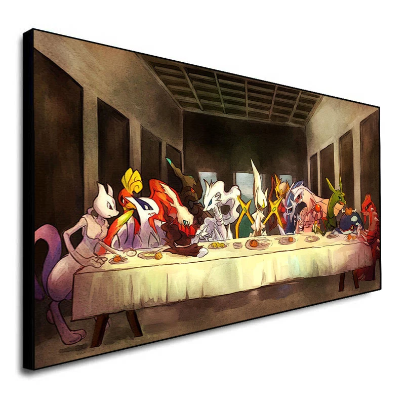 Pokemon Canvas Art Painting The Last Supper Modern Cartoon Anime Poster Mural Decoration Picture Children's Gifts Decorative Pokemon Canvas Art Painting The Last Supper Modern Cartoon Anime Poster Mural Decoration Picture Children's Gifts Decorative