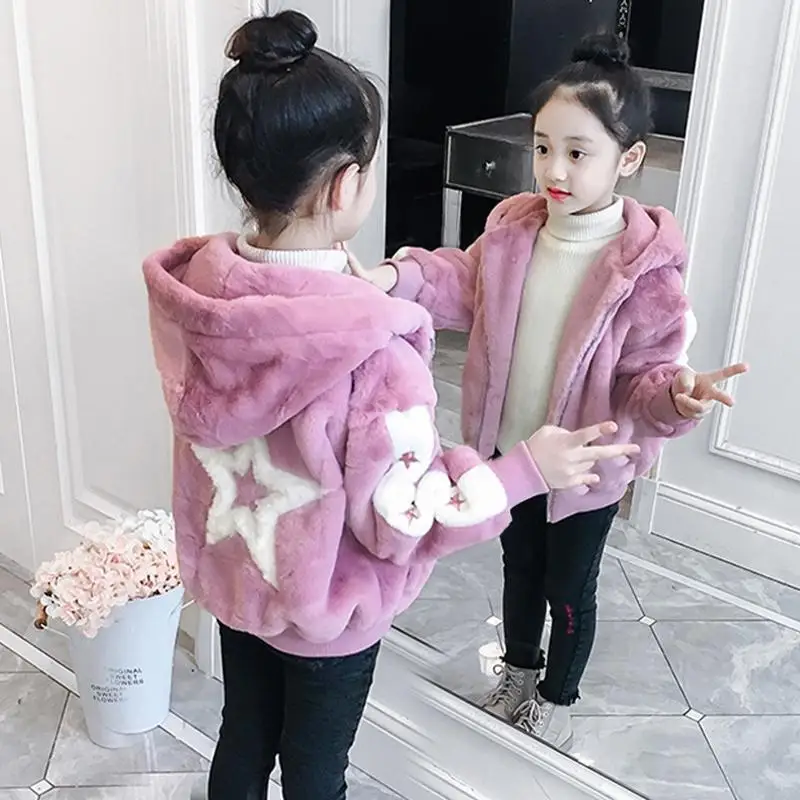 

3-13 Years Toddler Girls 2020 Winter Warm Thick Hooded Jackets Children Youth Autumn Coats Kids Teenage Starts Parkas Outerwear