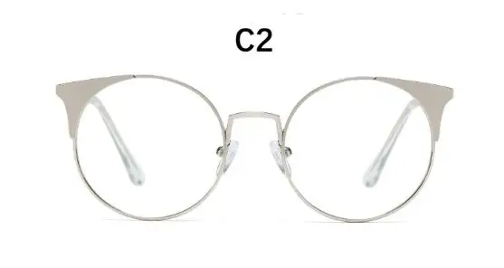 C2 silver clear Круглые прозрачные оправа для очков, роскошные винтажные оптические очки без диоптрий, прозрачные линзы, Женские оправы для очков - Цвет оправы: C2 silver clear
