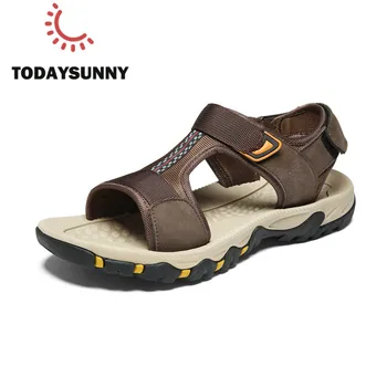 

Summer Men Sandals Shoes Genuine Leather Comfortable Men Sneakers Casual Beach Sandals Big Size 39-47# Outdoor Men Roman Sandals