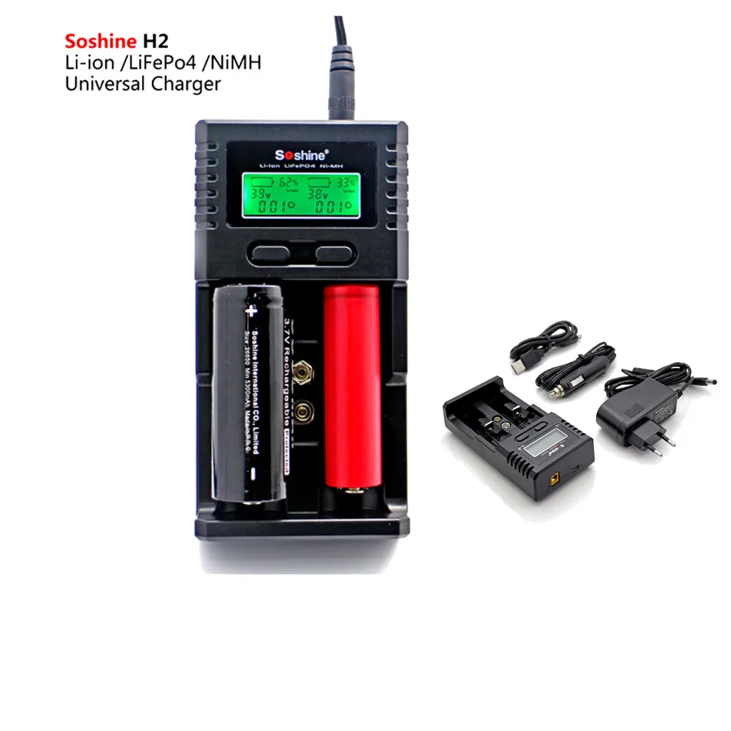 Soshine H2 SC-H2 интеллектуальное зарядное устройство lcd универсальное зарядное устройство для Li-ion/LiFePO4 26650 18650 9V NiMH C AA AAA 9V высокое качество