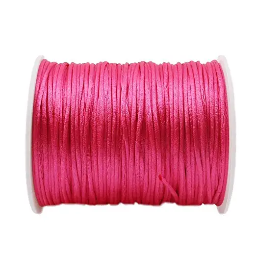 Bite Bites 1pc Satin Silk Rope Nylon Cord Colorful 1mm 80m Baby Teether Accessories Teething Necklace Rattail Cord DIY Tool Toys Deep Pink Rope
