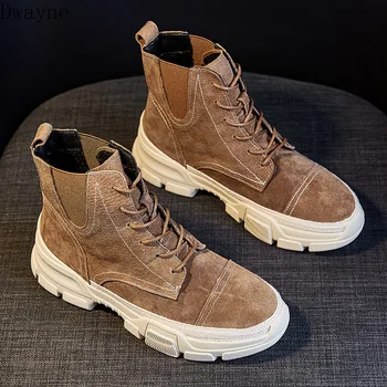 

2019 autumn new Martin boots women retro style leather comfortable thick soles suede comfortable casual boots