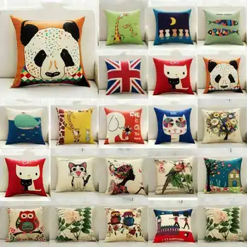 

Simple Cartoon Animal Pillow Case Cotton Linen Throw Pillowcase Printed Pillow Covers For Office Home Decor