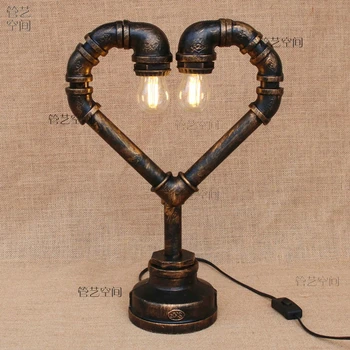 

Water pipes iron table lights study industrial wind Cafe theme hotel restaurant bedroom corridor lamp fashion Table Lamps
