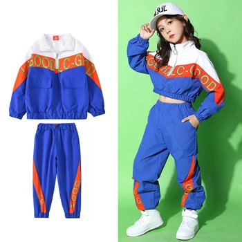 

Kids Hip Hop Dance Costumes Fashion Street Dance Practice Wear Girls Jazz Dancing Rave Outfits Performance Clothing 2 Pcs DC4231