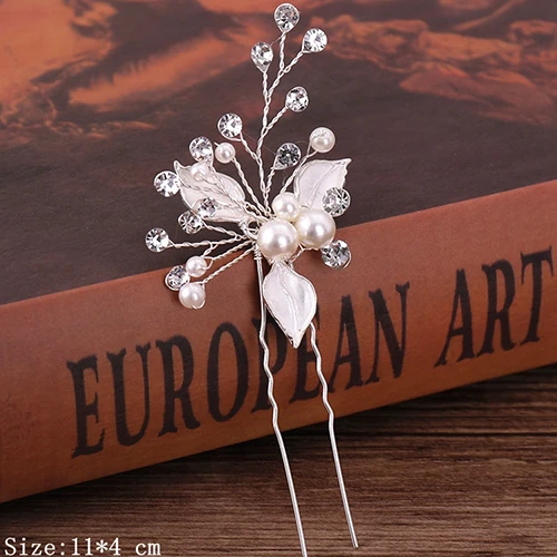 Bridal Hairpins Wedding Hair Accessories Tiara Pearl Rhinestone Flower Bridal Headpiece Wedding Hair Pins For Women Hair Jewelry Silver