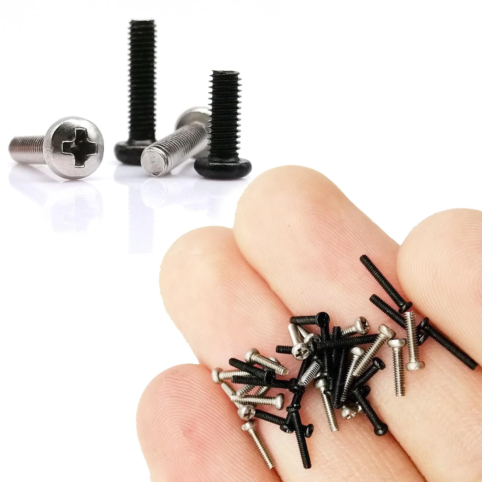 50pcs M1 M1.2 M1.6 M2 M2.5 M3 M4 Tiny Mini Repair Fix Laptop Computer Phone Toys Glasses Printer Cross Phillips Round Head Screw 50pcs M1 M1.2 M1.6 M2 M2.5 M3 M4 Tiny Mini Repair Fix Laptop Computer Phone Toys Glasses Printer Cross Phillips Round Head Screw