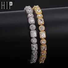 Хип хоп 8 мм Bling квадратный Iced Out кубический цирконий браслет геометрический квадратный AAA CZ камень теннисная цепочка браслеты для мужчин и женщин ювелирные изделия