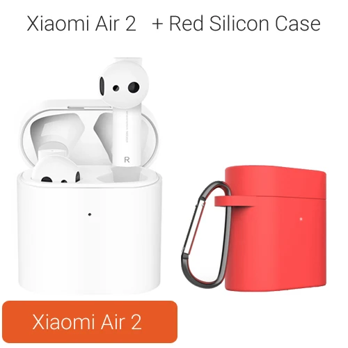 Беспроводные наушники xiaomi Air 2, bluetooth-наушники TWS, гарнитура Bluetooth 5,0, голосовое управление, шумоподавление, управление краном - Цвет: Add Red Case