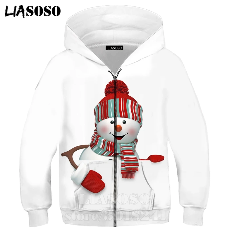 LIASOSO/ модный детский свитер со снеговиком футболка для подростков с 3D принтом детский топ с короткими рукавами, пуловер с круглым вырезом для мальчиков и девочек толстовки для малышей пальто на молнии, штаны B171-01 - Цвет: 6