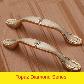 New Topaz Diamond Furniture Handle Diamond studded Kitchen Cabinet Handle Modern Golden Wardrobe Drawer Handle