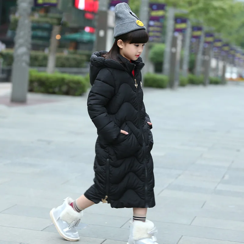Зимние куртки для девочек; теплая верхняя одежда для малышей; плотные пальто; ветрозащитные Детские хлопковые куртки; детская зимняя верхняя одежда с капюшоном - Цвет: Black