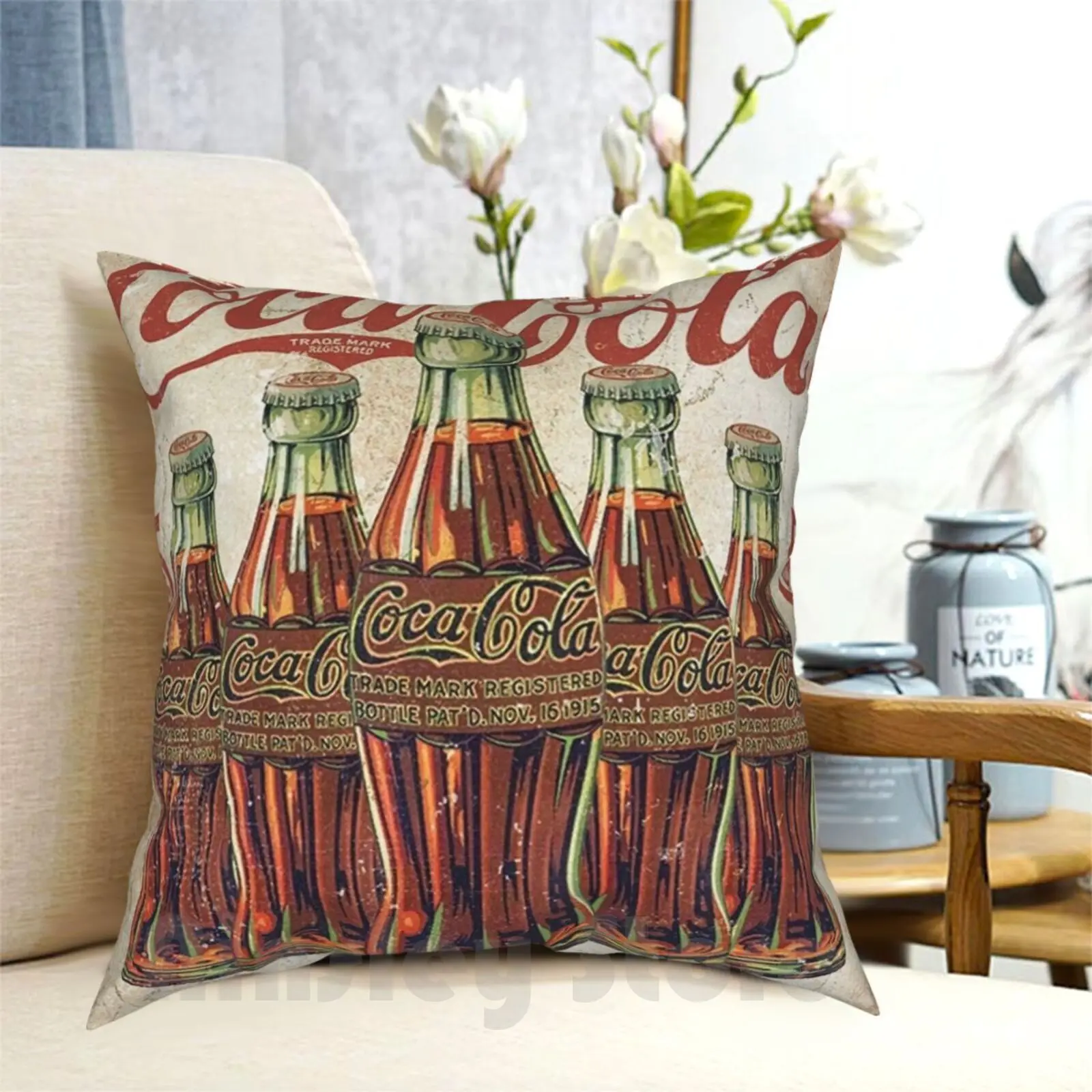 Bottiglie Vintage Federa Stampata Casa Morbida Fodera Per Cuscino Fai Da Te Vintage Coca Cola Coca Red Logo Pop Drink Soda Drinks Retro