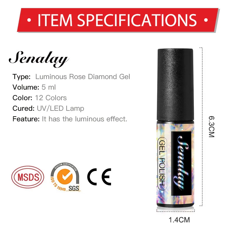 

New Starry Night Luminous Glue Red Rose Flash Diamond Nail Polish Glue Therapy Nail Glue