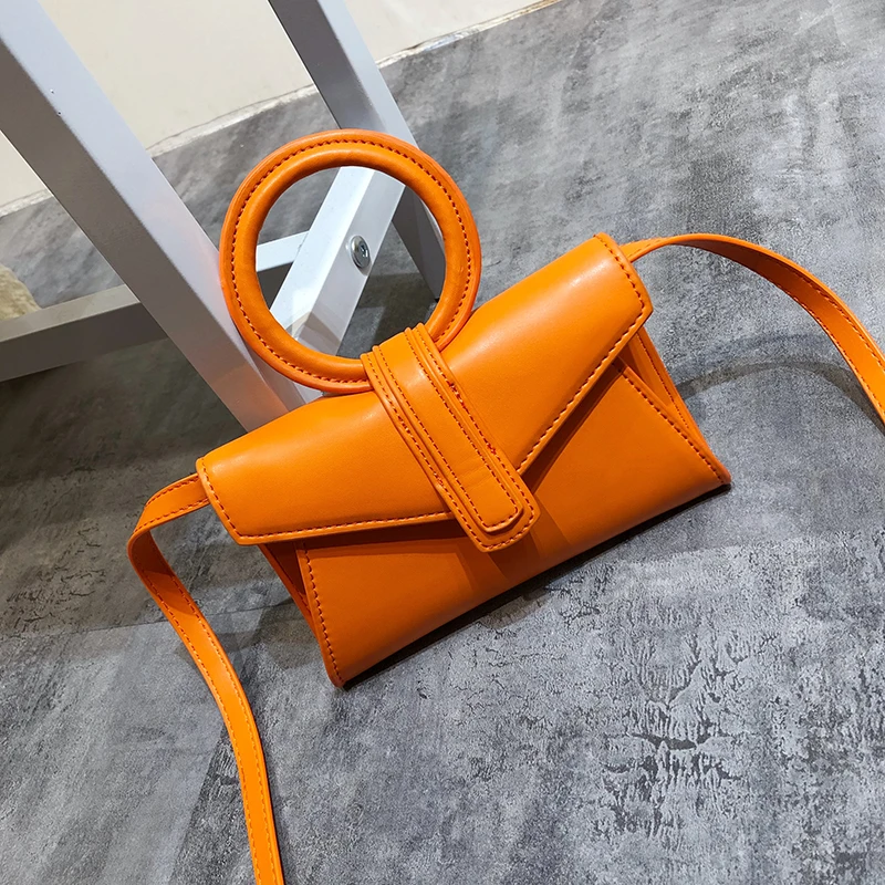 

Ring Round Handle Women Cross Body Bags Big Small Waist Belt Bag Cowhide Leather Portable Envelope Bag