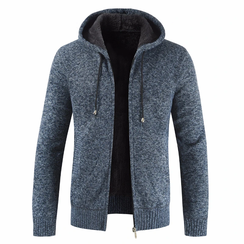 NEGIZBER Winter Jacket Men Solid Slim Fit Hooded Mens Coat and Jackets Thick Fleece Wool Jacket Men Warm Outwear Coats