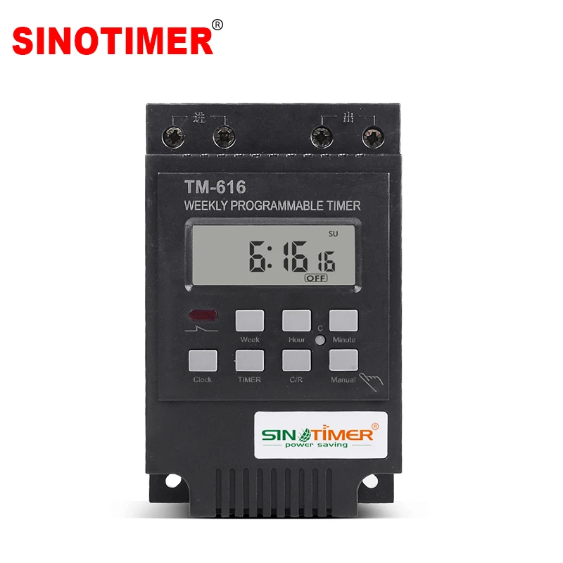Sinotimer TM616 Heavy Load 30A Time Relay 7 Days Programmable Digital Timer Switch Relay Control Time 220V 230V AC Din Rail Mount
