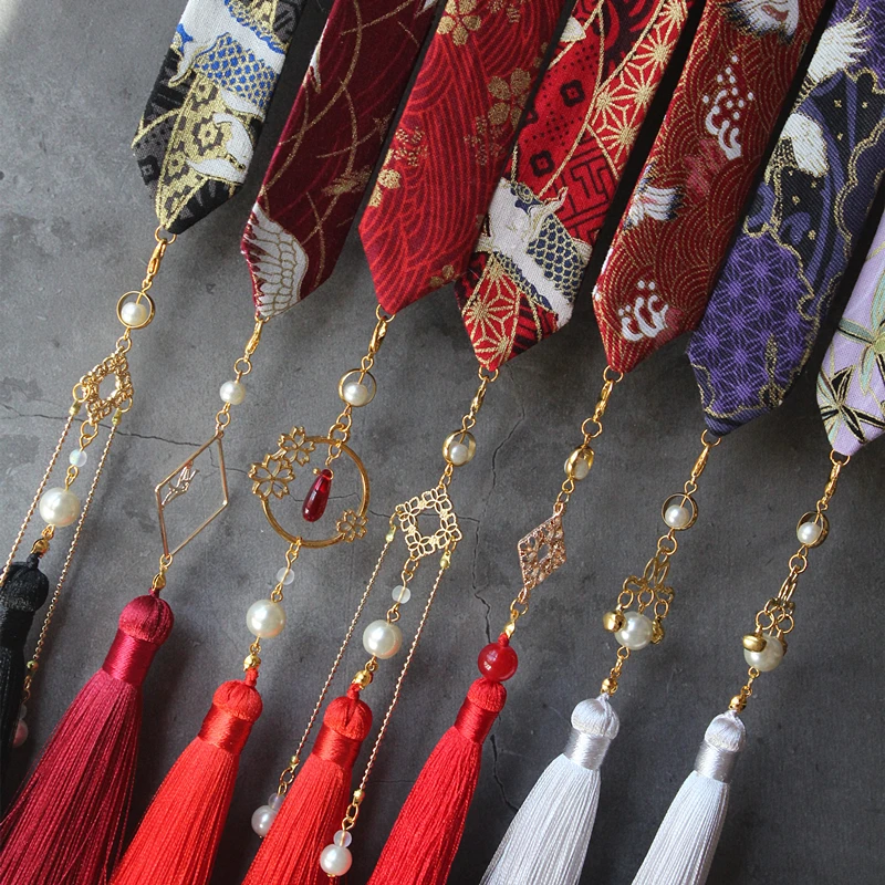 

Men women wiped hanfu hair band tassel headband with bronzing crane crane detachable tassel ancient style hair accessory