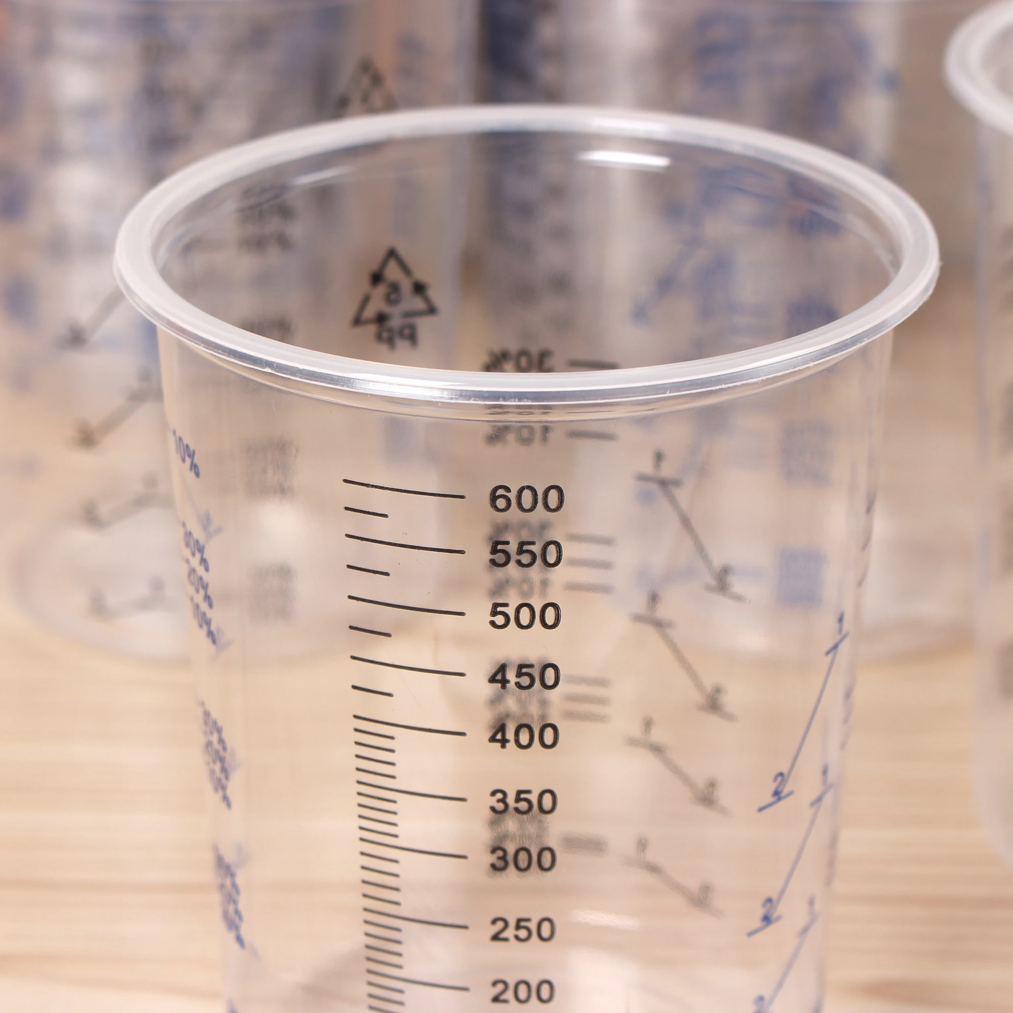 50pcs 600ml Transparent Measuring Cup Disposable Transparent Stirring Cup With Scale Experimental Supplies Thickened PP Material