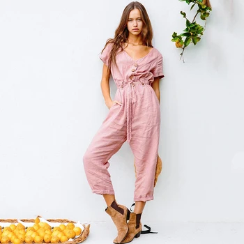 

Women casual summer romper jumpsuit 2020 beach romper playsuit vintage long pants jumpsuit boho romper overalls cotton