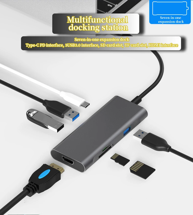 Type-C концентратор док-станция для ноутбука USB 3,0 HDMI TF LAN PD usb-c для Macbook для huawei mate 10 P20 pro XiaoMi samsung S8 9
