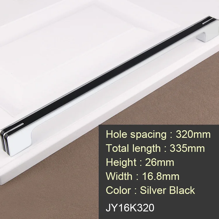 Классические ручки для ящика, кухонного шкафа, дверные ручки для мебели и ручки, простые черно-белые яркие - Цвет: Black 320mm