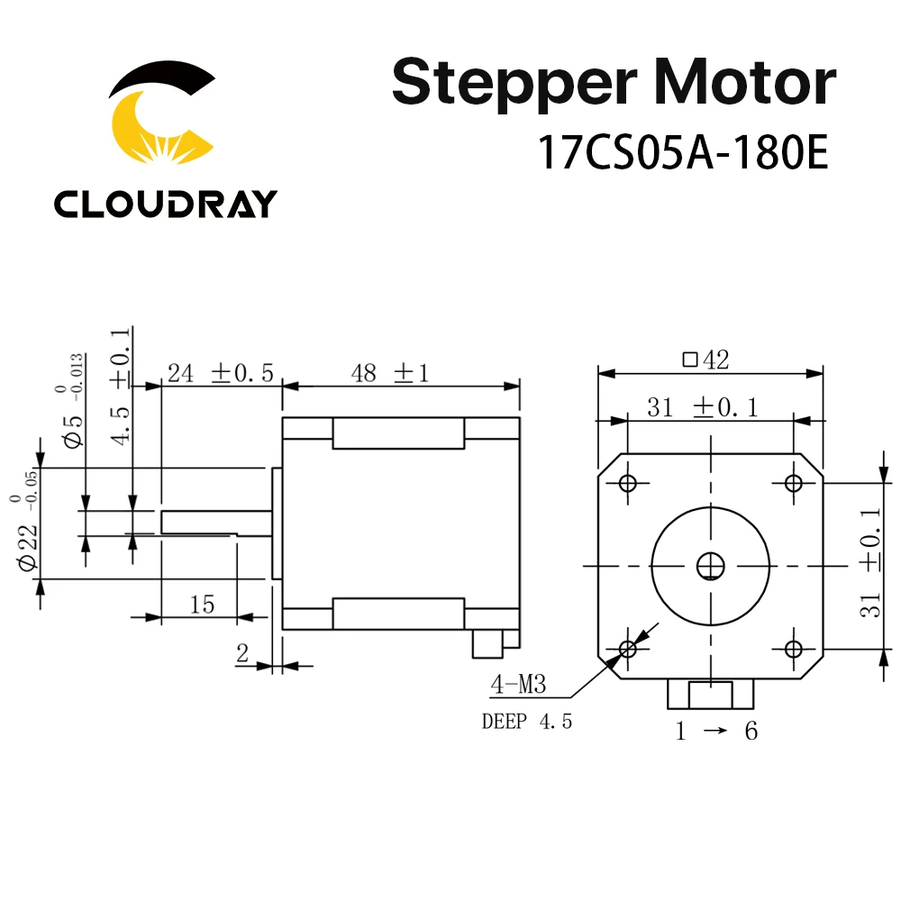 Stepper Motor 48mm Nema 17 Stepper Motor 52N.cm 1.8A 2 Phase 4-lead For 3D printer CNC Engraving Milling Machine