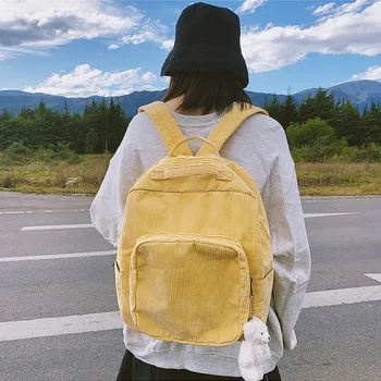 

Women Ladies Girls Solid Striped School Tote Shoulder Backpack Casual Bags Female Ladies Soild School Backpack For Teenager