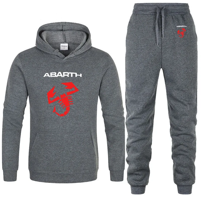 Мужские толстовки с капюшоном, с принтом логотипа «Автомобиль ABARTH», унисекс, модная мужская толстовка с капюшоном в стиле хип-хоп, harajuku, повседневные флисовые худи, штаны, костюм из 2 предметов - Цвет: 814