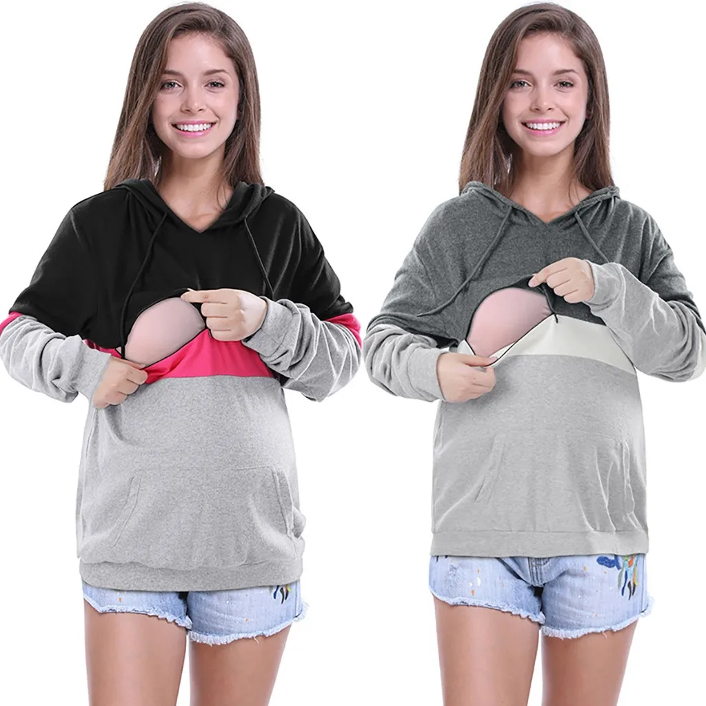 ARLONEET женские толстовки с капюшоном для беременных и кормящих, верхняя одежда для беременных, полосатая толстовка с капюшоном для грудного вскармливания, джемпер CS11
