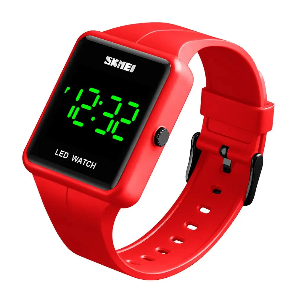The Men's Watches Brand SKMEI Watch Digital Women's Watch Date Display LED Light Electronic Wristwatch Waterproof Clock Reloj - Цвет: red