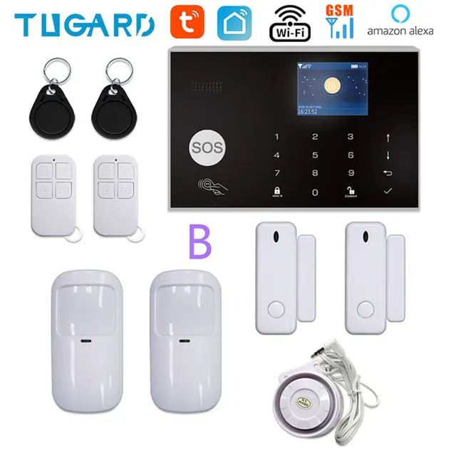 TUGARD G30 Tuya WiFi GSM Home Security Alarm System 433MHz Wireless Burglar Alarm Kit Works With Alexa Google APP Remote Control YK-002-GSM-G30-B