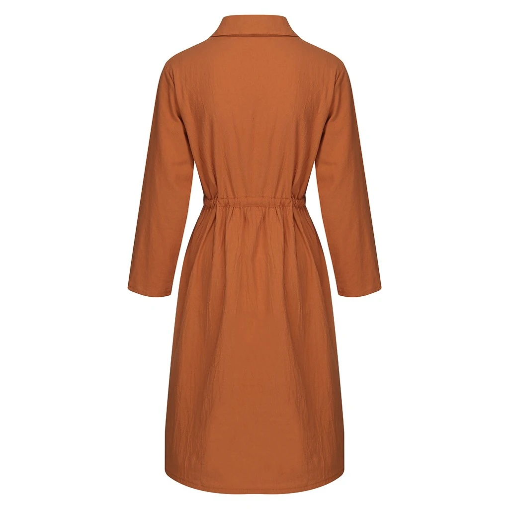FREE OSTRICH BerryGo Autumn Winter Women Dresses Vestidos Linen Plaid Long Dress Elegant Mid Calf Ladies Female Robe Dress 807