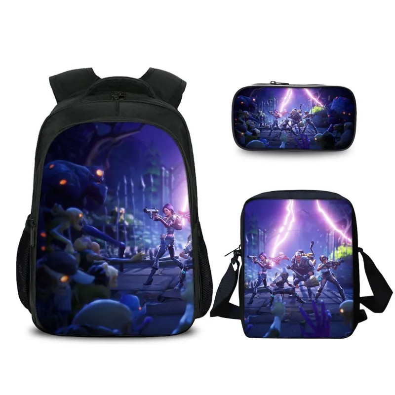 3 Pcs/set Children School Bags 3D Anime Pattern School FN Game Logo Backpack for Teen Boys Girls Kids Book Bags Free Shipping