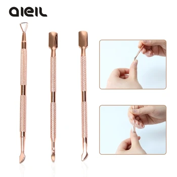

Gold Stainless Steel Cuticle Pusher Set Double Head Nail Care Cleaner Tools for Pushing Dead Skin Manicure Pedicure Pusher
