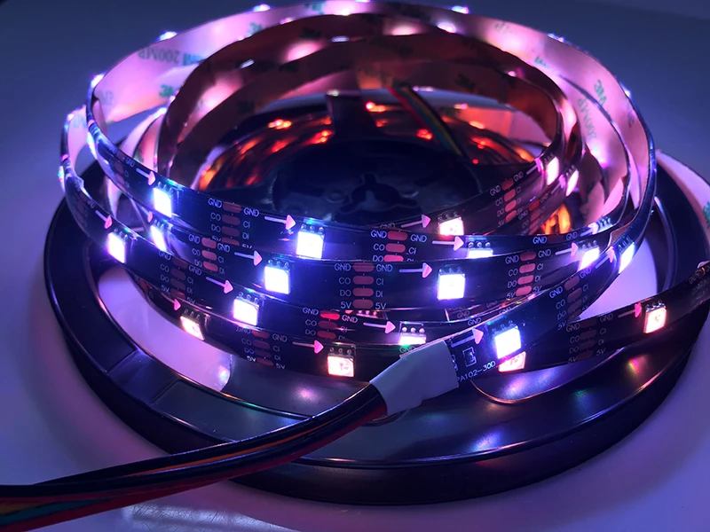 5 м 30 светодиодный s/M HD107S(аналог APA102/APA107) цветная(RGB) Светодиодные ленты 5050 цифровые гибкие светодиодные ленты Ambi светильник 5V черная печатная плата Водонепроницаемый IP65