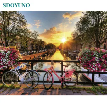 

GATYZTORY 60x75cm Painting By Numbers Love in Amsterdam DIY Digital Painting Frameless Paint By Numbers On Canvas Home Decor